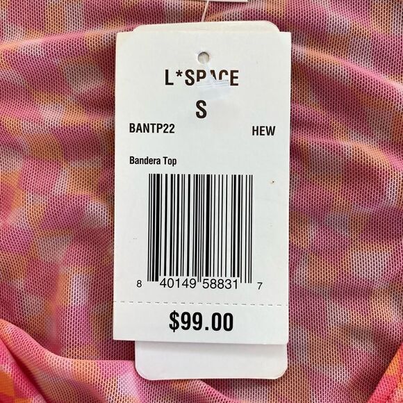 L*Space Pink/Orange Bandera Tie Crop Top Swimsuit Coverup. Size Small. New! NWT - Picture 6 of 9